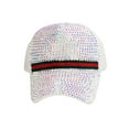 thumbnail image 2 of Top Headwear Rhinestone Green Red Stripe Baseball Cap - White, 2 of 4