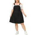thumbnail image 2 of Agnes Orinda Plus Size Denim Overall Dress for Women Jeans Jumpers Adjustable Strap Suspender Skirts 3X Black, 2 of 7