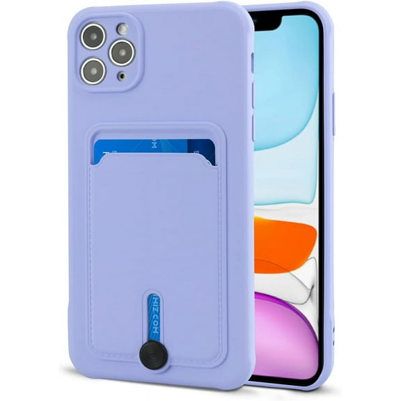 iPhone 11 Pro Max Case with Card Holder [Soft Microfiber Lining] Silicone Slim Thin Phone Cases Shockproof Protective iPhone 11 Pro Max Wallet Case Purple