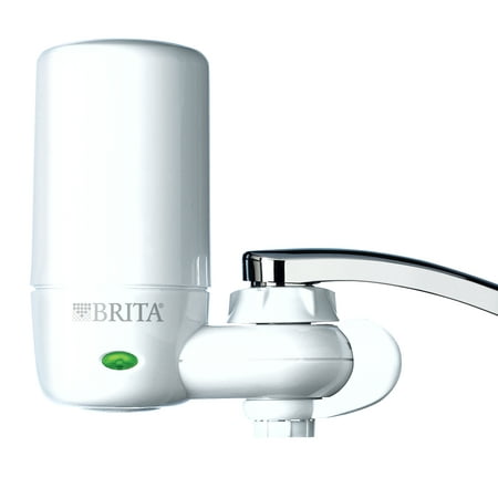Pur Water Faucet Brita Tap Water Filter System, Water Faucet Filtration System with Filter Change Reminder, Reduces Lead, BPA Free, Fits Standard Faucets Only - Complete, White ()