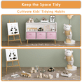 thumbnail image 3 of 2-Tier Bookcase Book Shelf with Collapsible Fabric Drawers, Toy Storage Cabinet Organizer with 4 Pine Legs,   Children's Book Display for Playroom, Living  room, White+Pink, 3 of 9
