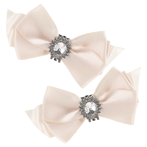 LIFKOME 1Pair Removable Beige Bowknot Shoe Buckles Elegant Clips for High Heel and Bridal Shoes