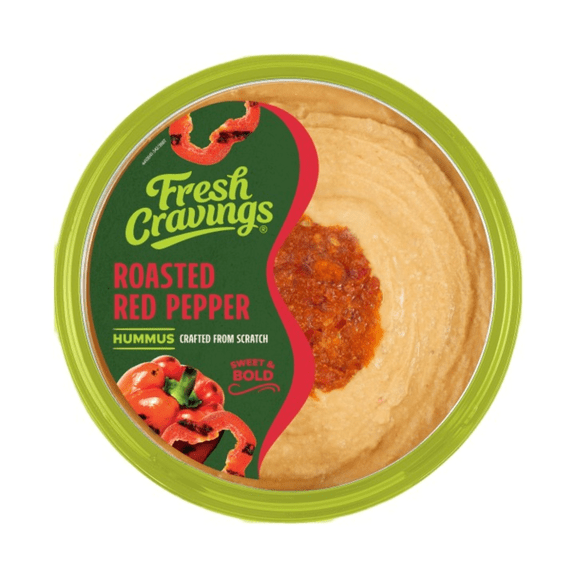 Fresh Cravings Roasted Red Pepper Hummus, 10 oz Tub, Gluten-Free, Vegan, Contains: Sesame