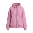 thumbnail image 3 of Women's Full Zip Hoodie Thicked, Oversized Long Sleeve Hooded Sweatshirt with Pockets, Womens Zip Up Hoodies with Hoods, Pink, XL, 3 of 6