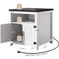 thumbnail image 2 of Vividwood Farmhouse End Table with Charging Station, 24" Large Side Table with Open Shelf and Barn Door Storage, White, 2 of 7