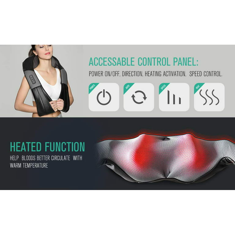 Nekteck Shiatsu Neck and Back Massager with Soothing Heat, Electric Deep Tissue 3D Kneading Massage Pillow for Shoulder, Leg, Body Muscle Pain