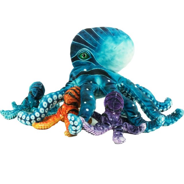 Yohaki Pulpo de peluche de 11 pulgadas, pulpo impreso marino, juguetes de peluche con 3 bebés, juguete suave y lavable, animal marino de peluche para decoración del hogar, idea de regalo para niños, n