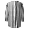 thumbnail image 4 of Sakmal 3/4 Sleeve Spring Tops for Women 2024 Gray Crew Neck Striped Pullover Womens Shirts Plus Size, 4 of 5