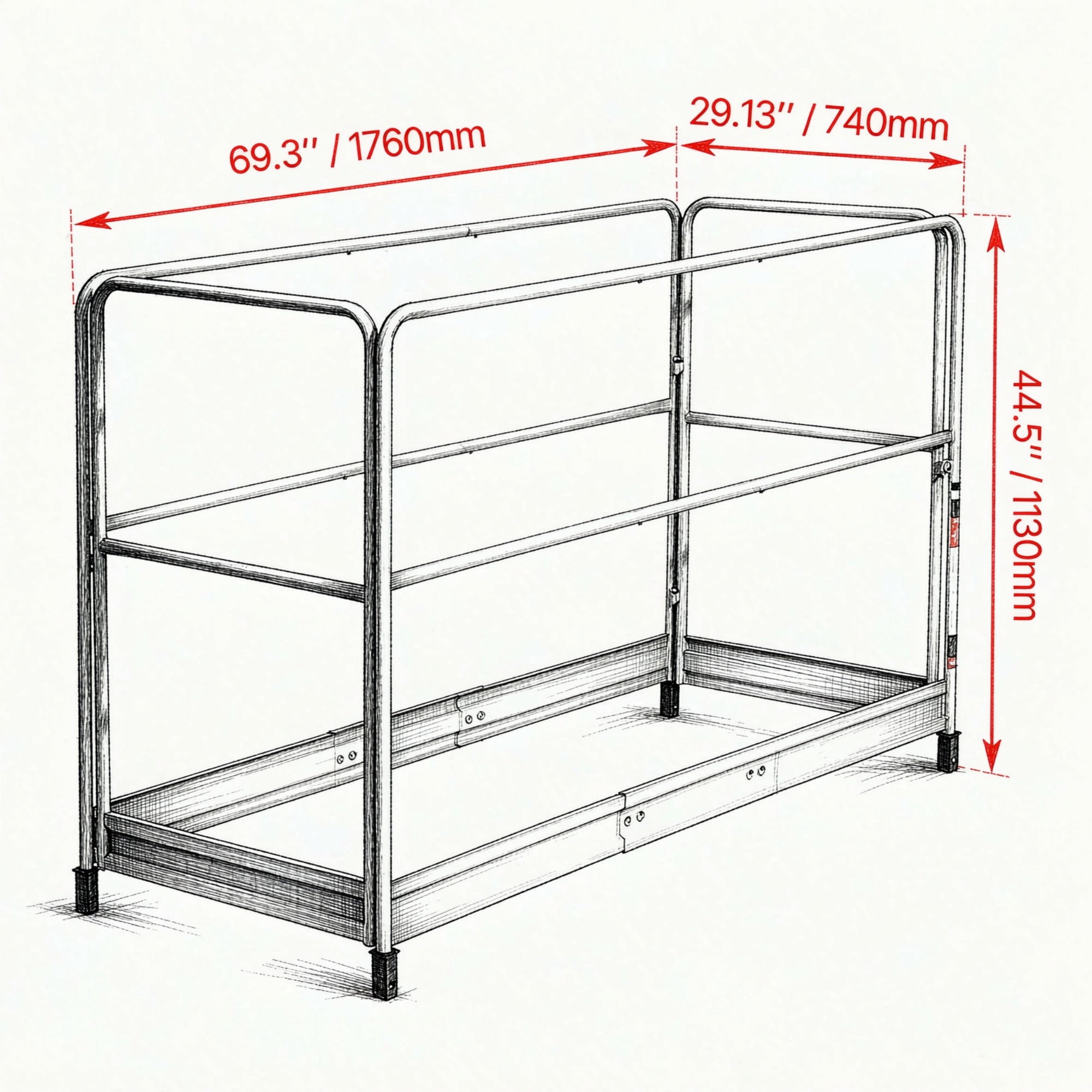 6ft Scaffolding Safety Guardrail, 55.4 lbs Rustproof Carbon Steel Baker Style Guard Rail System