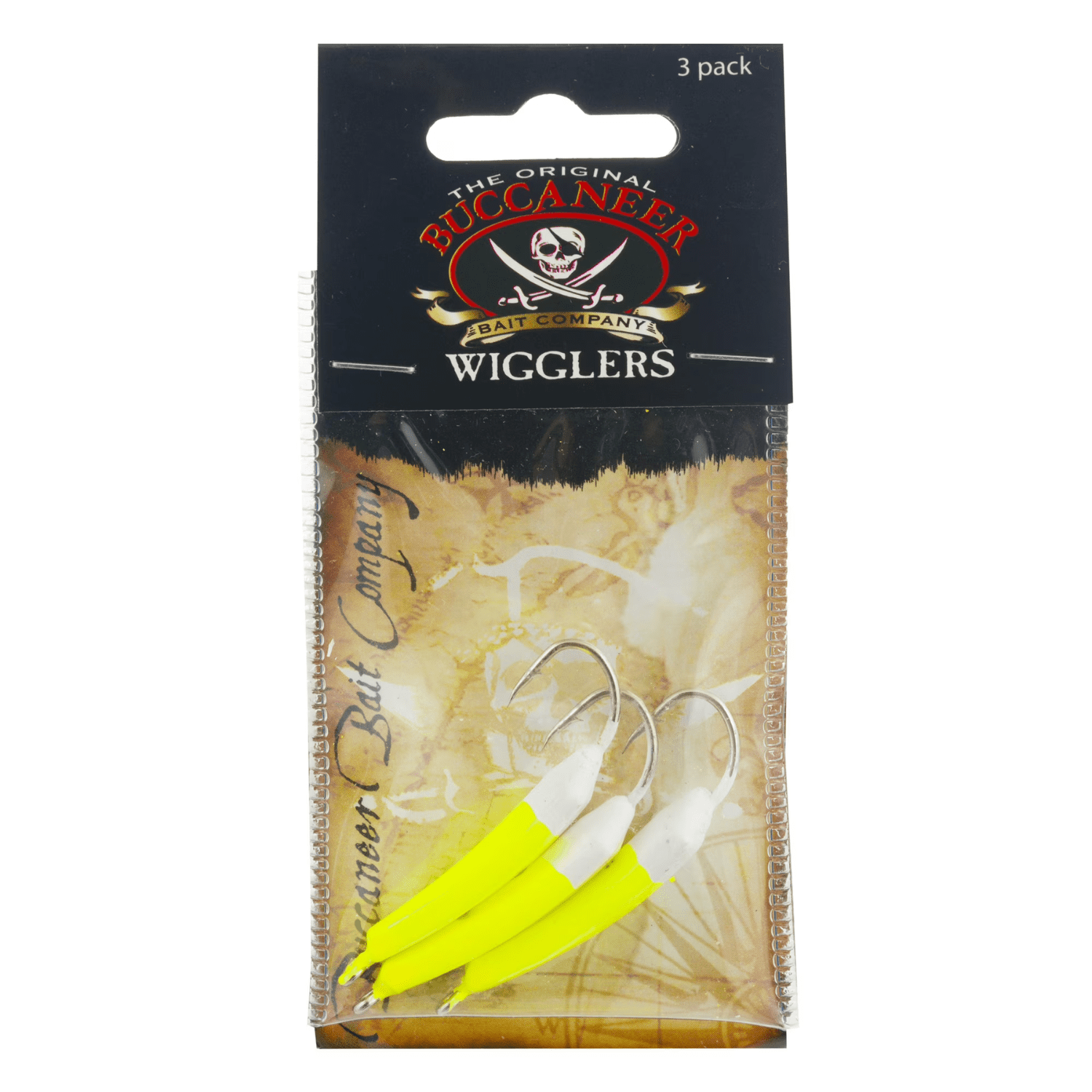 (3 pack) Buccaneer Wiggler Jig Fishing Lure, Chartreuse & White, 3/8 oz, 3 Count