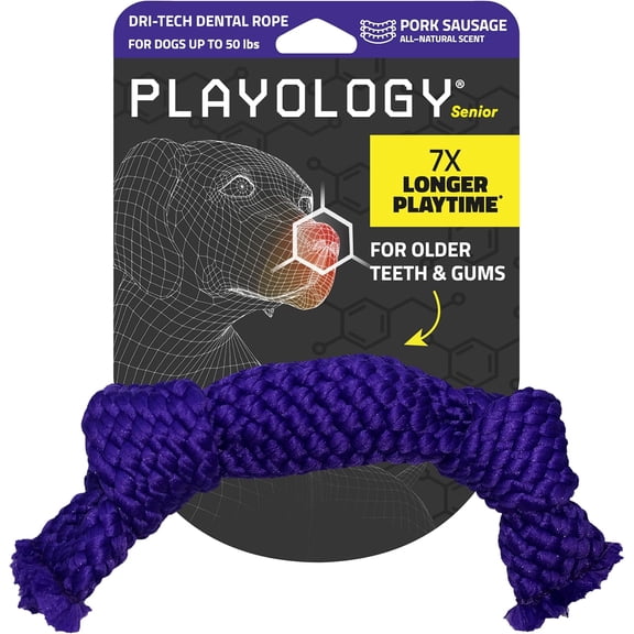 Playology Pork Sausage Scent Dental Rope Dog Toy Medium Dri-Tech