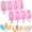 pink, variant on SUSWIM Popsicle Molds Set of 2, Ice Pop Molds Silicone 4 Cavities Ice Cream Oval Cake Pop Mold with 50 Wooden Sticks for DIY Popsicle, Clear (Pink)