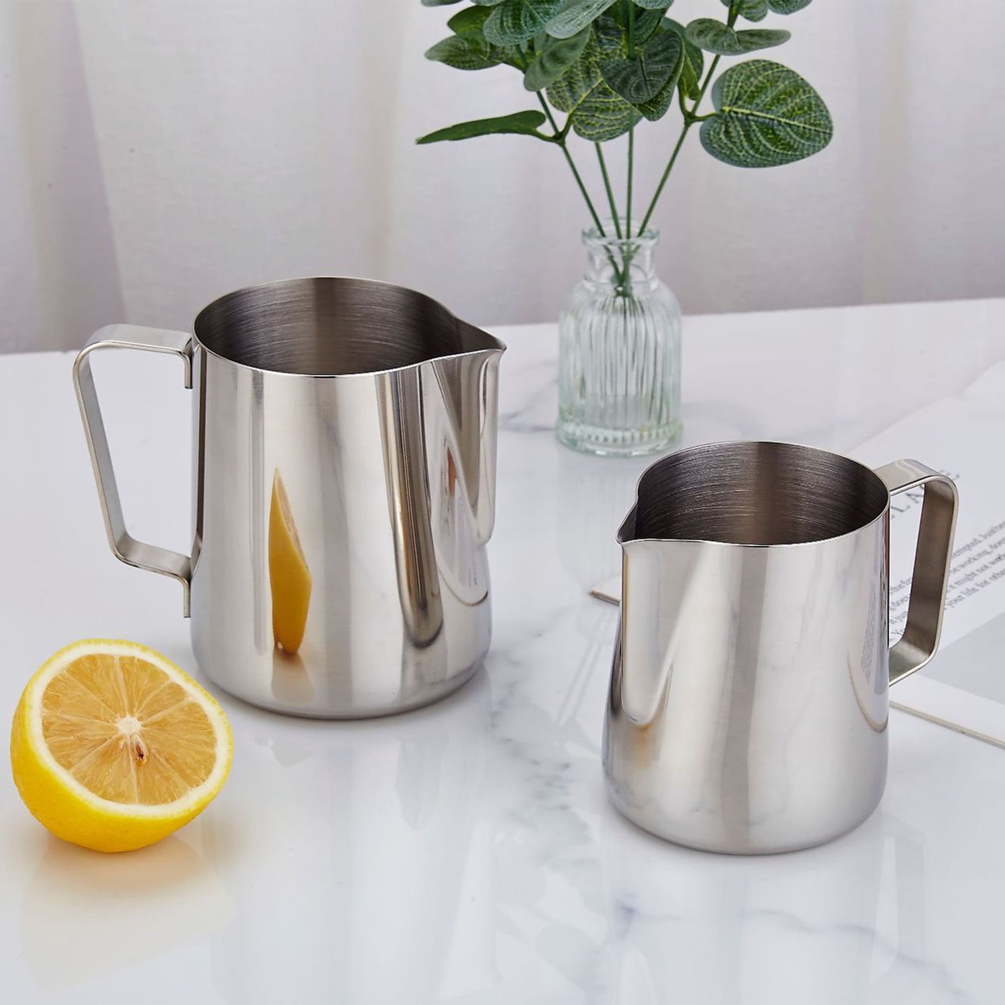3 PACK Milk Frothing Pitcher Cup, 11.8oz/13.5oz/20oz Milk Frother Cup Stainless Steel Steaming Pitcher Milk Jug Coffee Latte Art Cappuccino Espresso Machine Accessories Barista Steam Pitchers