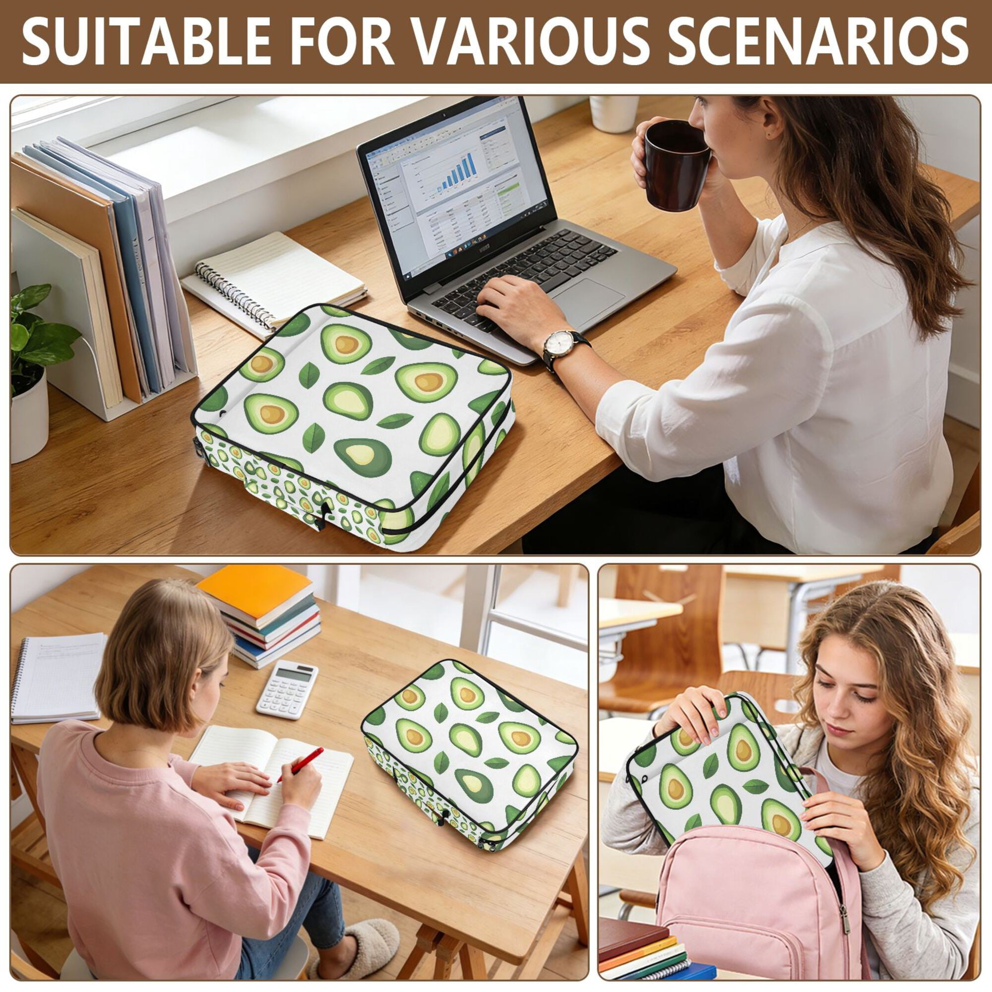 FORMRS Accordion File Folder A4 Size 7-Pocket Expanding Document Organizer Bag with 3 Ring Binder, Avocado