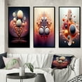 thumbnail image 1 of Designart « Multiverse Metamorphosis Abstract Geometric II » Formes Abstraites Ensemble d'Art Mural Encadré de 3 - Ensemble de Toiles à Cadre Transitionnel Rose pour Déco de Salon, 1 of 6