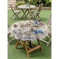 thumbnail image 3 of Spring Easter Outdoor Tablecloth - 54 Inch Round Dining Table Cover, Retro Rabbit Cup Botanical Purple Leaves Waterproof Outdoor Table Cloth with Umbrella Hole & Zipper for Picnic/Patio/Party, 3 of 7