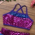 thumbnail image 5 of DPOIS Kids Girls 2 Piece Mermaid Scales Ballet Dance Sports Bra Crop Top with Shorts Blue 6, 5 of 7