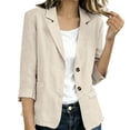 thumbnail image 2 of Blazers for Women Business Casual 3/4 Ruched Sleeve Open Front Blazer Lightweight Breathable Office Work Jackets, 2 of 8