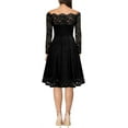thumbnail image 2 of Women's Vintage Floral Lace Long Sleeve Boat Neck Cocktail Party Swing Dress, 2 of 2