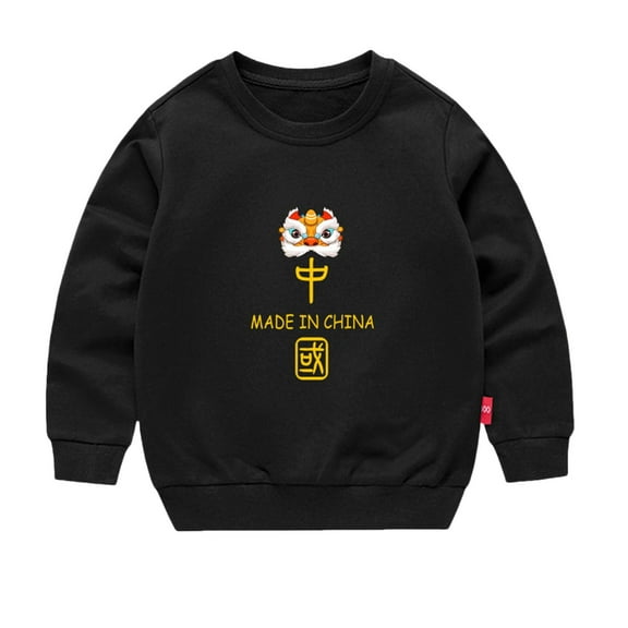 Mercatoo Toddler Chinese New Year Traditional Outfit Boys Girls Kids Sweatshirt Winter Warm Round Neck Sweatshirts for Girls