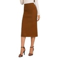 thumbnail image 4 of INSPIRE CHIC Women's Straight Skirt High Waist Midi Sweater Pencil Skirt L Caramel, 4 of 6