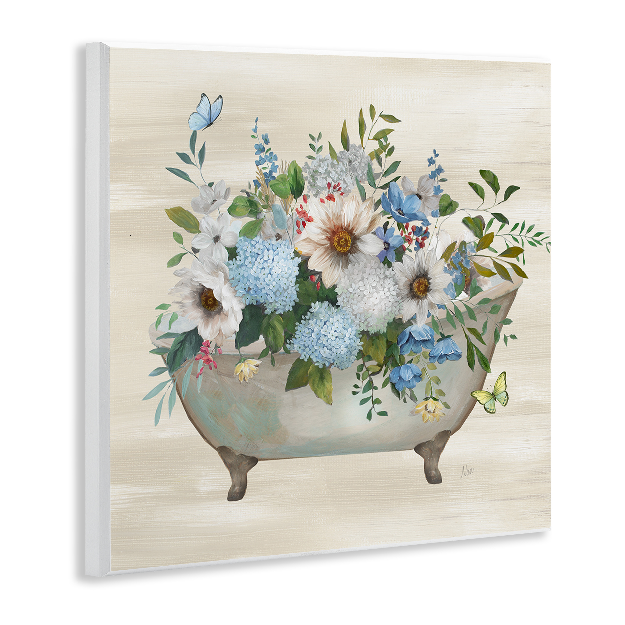 Stupell Industries Floral Bouquet Bathtub Typography Painting Unframed Art Print Wall Art, 12 x 12
