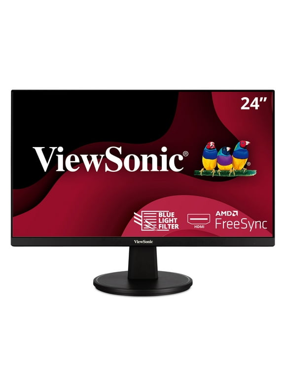 ViewSonic VA2447-MH 24 Inch Full HD 1080p Monitor with Ultra-Thin Bezel, AMD FreeSync, 100Hz, Eye Care, and HDMI, VGA Inputs for Home and Office