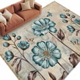 thumbnail image 2 of 6'x9' Area Rugs, Blue Tulip Indoor Outdoor Area Rug for Living Room Bedroom, Vintage Flowers Leaves Butterfly Khaki Rustic Washable Bathroom Rugs Kitchen Floor Carpet Mats Home Decor Aesthetic, 2 of 8