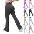 thumbnail image 3 of Oksale Womens Ribbed Yoga Pants Flare Leggings for Women Butt Lifting Seamless Stretch High Waisted Workout Legging Pants Navy S, 3 of 10