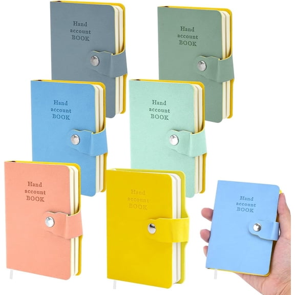 RETON 6 Pcs Pocket Notebooks, Mini Diary Notepad Memo Book, Small Button Journal, Portable Snap Note Book for Office Supplies, Kawaii Notebook for Women Gifts