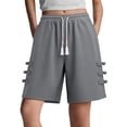 thumbnail image 2 of uublik Gym Shorts for Women Casual Elastic Waist Shorts Summer Beach Lightweight Short Pants with Pockets, Gray, 2 of 6
