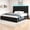 Black, variant on Uforic Queen Size Upholstered Bed with Charging Station, LED Bed Frame with Headboard, Grey