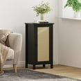thumbnail image 2 of 2-Tier Nightstand with Woven Rattan Door, Bamboo Floor Cabinet for Bedroom, Kitchen, Living Room, Hallway – Slim Design Accent Furniture, Freestanding Space Saving Storage Organizer, 2 of 7