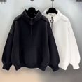 thumbnail image 4 of BAETEUY Unisex Fall Winter Sweatshirt - Half Zipper Half High Collar Solid Color Sport Top, 4 of 7