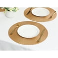 thumbnail image 6 of REGALWOVEN Rustic Placemats Set of 6 Woven Placemats for Dining Table Decor Indoor Outdoor Washable Kitchen Table Mat Wipe Clean Gold 15x15inch, 6 of 7