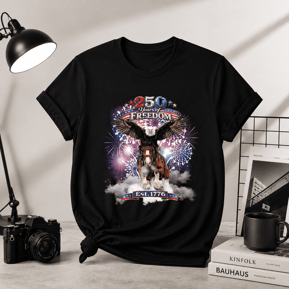 250 Years Of Freedom Patriotic Eagle Horse 250th Unisex T-Shirt V25525, S-5XL