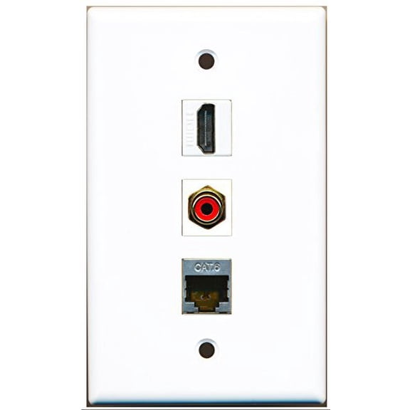RiteAV - 1 Port HDMI and 1 Port RCA Red and 1 Port Shielded Cat6 Ethernet Wall Plate