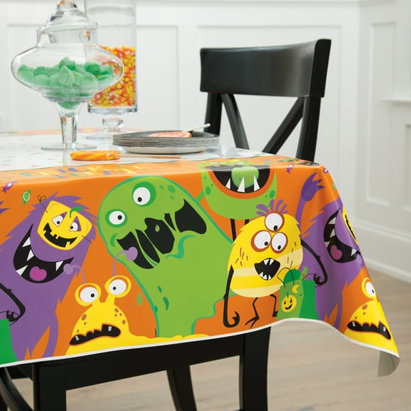 Silly Monsters Halloween Plastic Party Tablecloth, 84 x 54 in.