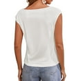 thumbnail image 2 of Summer Cap Sleeve Women Solid Color Scoop Neckline Casual T-shirt Simple Tops, 2 of 5