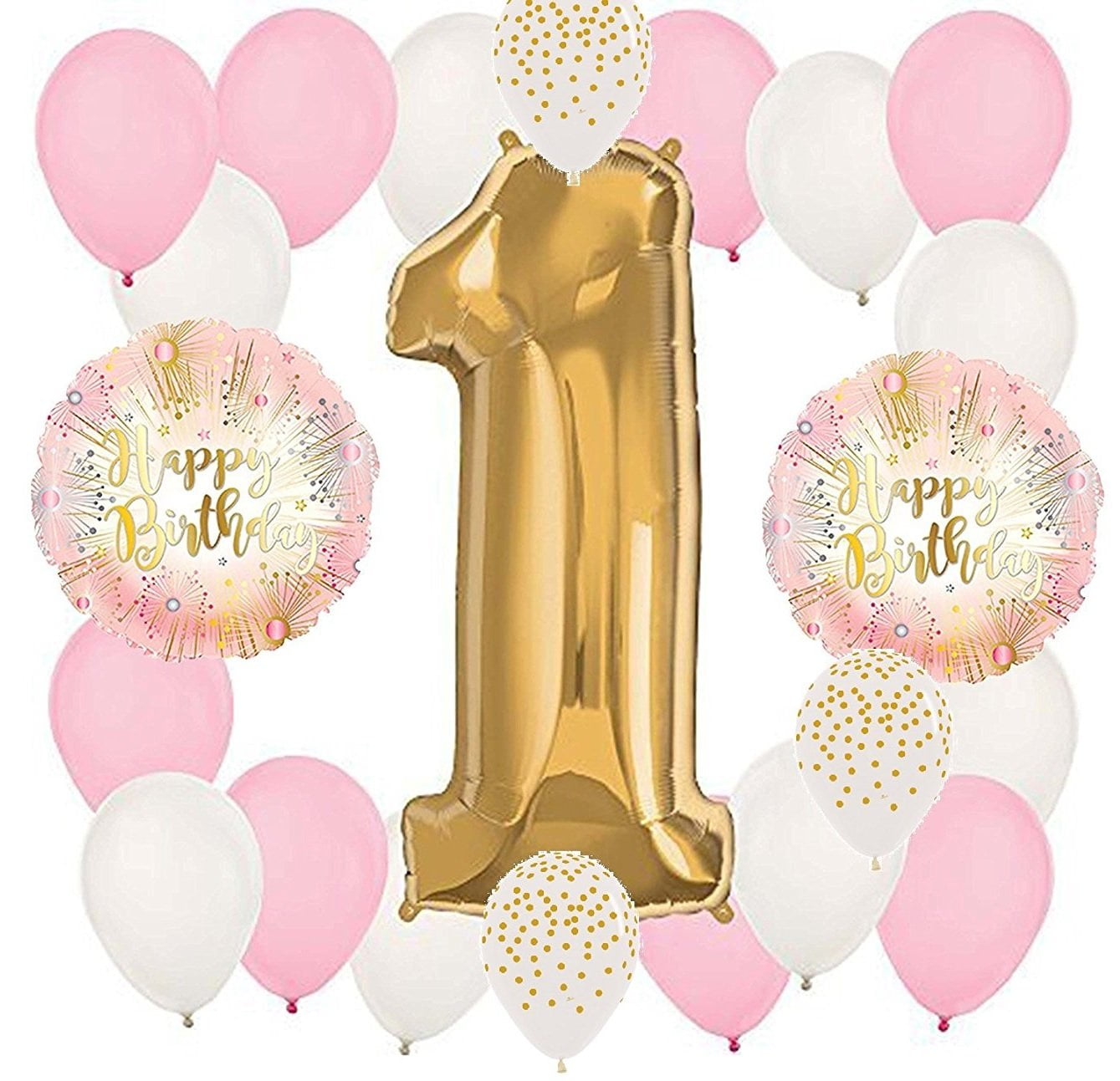 DalvayDelights 22 Piece Rose Pink Gold Polka Dots Starburst Confetti