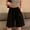 Black, variant on USSUMA My Order Linen Shorts for Women Solid Color Pull-on Loose Elastic Mid Waist Embroidered Plus Size Shorts with Pocket Loose Flowy Shorts Wide Legs Loose Fit Summer Shorts for Casual Black L
