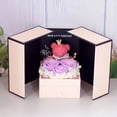 thumbnail image 4 of Perpetual Flowers Double Open Bear Jewelry Double Open Surprise Box Mother's Day Valentine's Day Gift for Mom Lover Wrapping Box (Three Red Flowers,13X13X17.5cm), 4 of 6