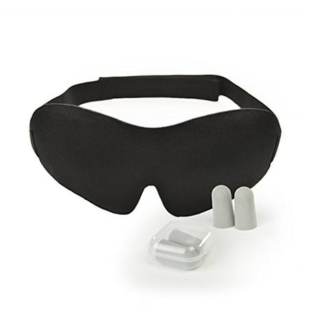 Luxury Sleep Mask with Ear Plugs | Light Blocking Eye Mask for Sleeping Deeper | Features Memory Foam, Contoured Design, Adjustable Strap & Ear Plugs | Insomnia