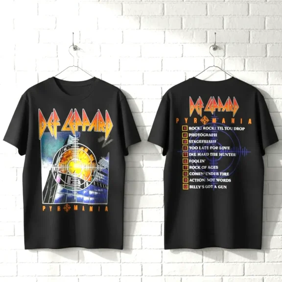 Def Leppard Pyromania Tracklist Men's T Shirt ()