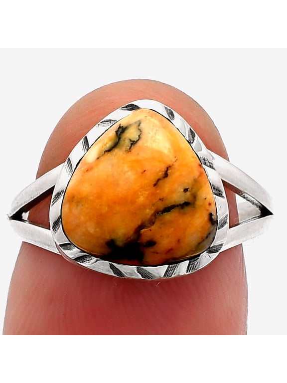 Natural Honey Dendritic Opal 925 Sterling Silver Ring s.7 Jewelry R-1074 SDR231002