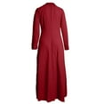thumbnail image 3 of Women Solid Casual Tie Waist Long Sleeve Deep V Neck Dress Casual Maxi Dress for Women Dresses for Casual Dresses for Beaches Shirt Dress Women plus Size Summer Dress for Women Casual Maxi Dresses for, 3 of 4