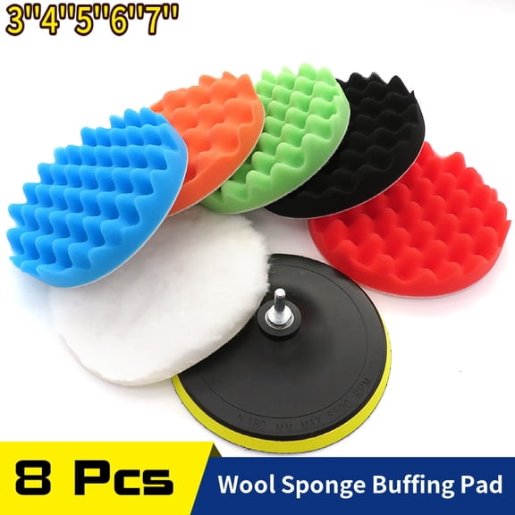 iMeshbean 8PCS 7 INCH Polishing Waxing Pad Sponge Buff Buffing Kit Set For Car Polisher US