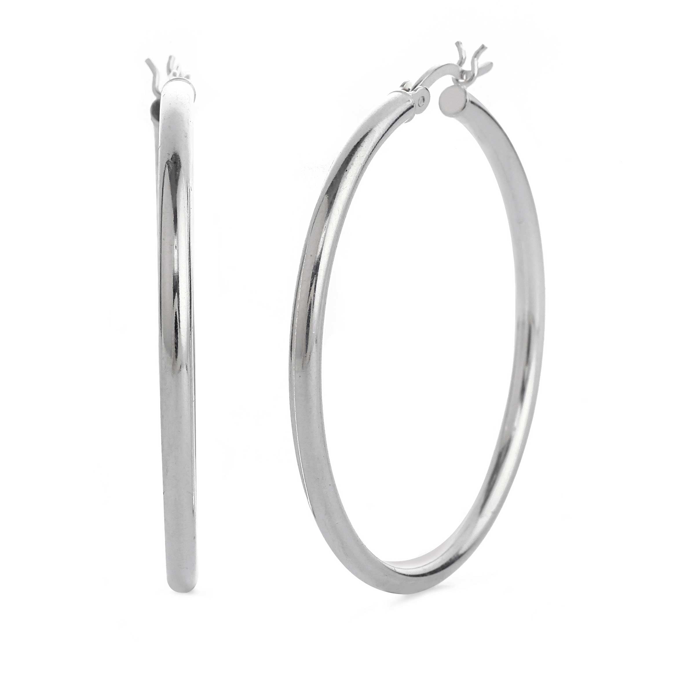 Kezef 925 Sterling Silver 2.5mm Hoop Earrings 40mm (1 1/2