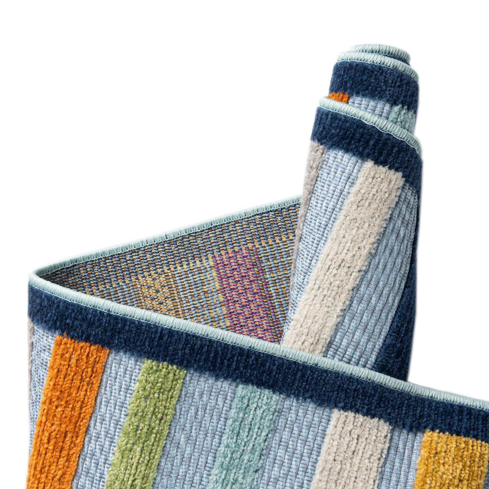 Rugs.com Aruba Outdoor Collection Rug – 2' x 3' Blue Low-Pile Rug Perfect For Any Outdoor Space, Entryways, Kitchens, Breakfast Nooks, Accent Pieces