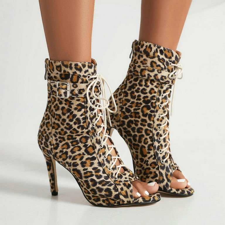 Animal print clearance open toe booties